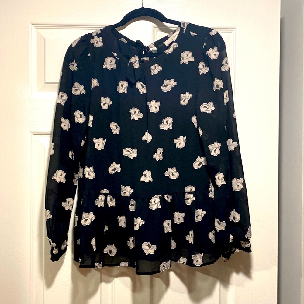 Black floral peplum blouse